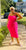 Star Fit Elastic Ruched Midi Dress with Adjustable Spaghetti Straps in Fuchsia